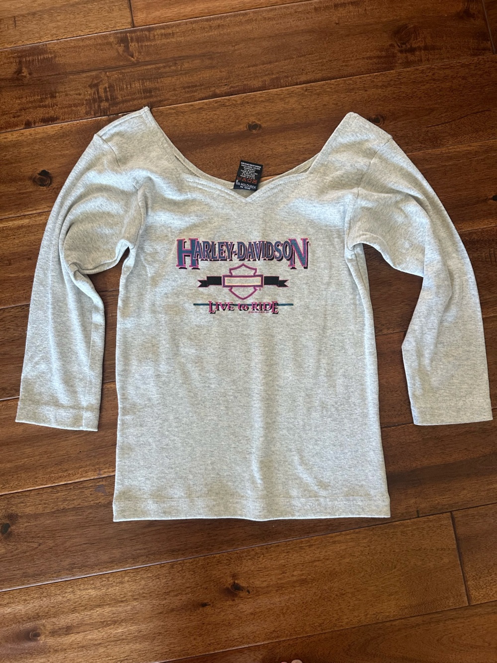 Y2K Harley Davidson "Live to Ride" Long Sleeve Gray - S
